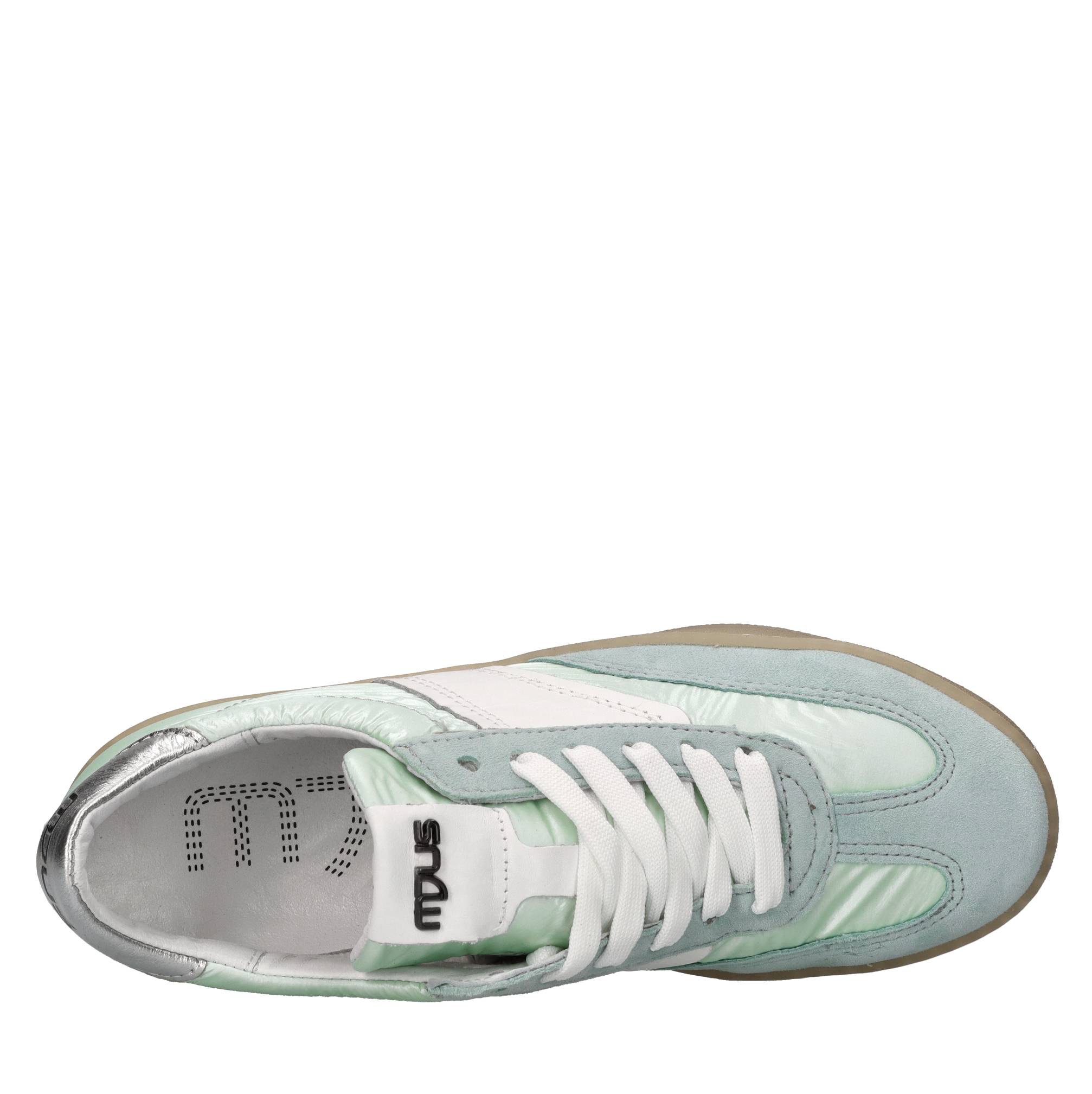 Sneakers in pelle e tessuto 