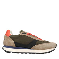 Sneakers in pelle e tessuto 