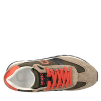 Sneakers in pelle e tessuto 