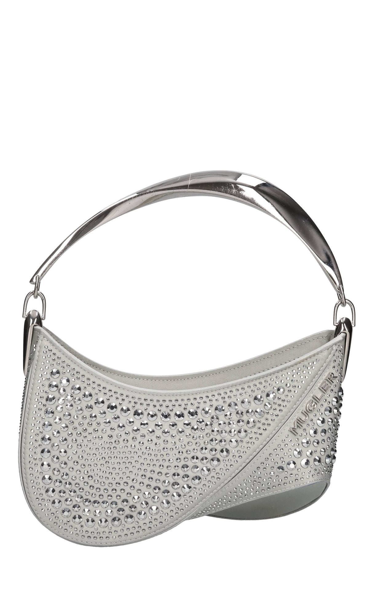 Borsa Spiral Curve in raso e cristalli 