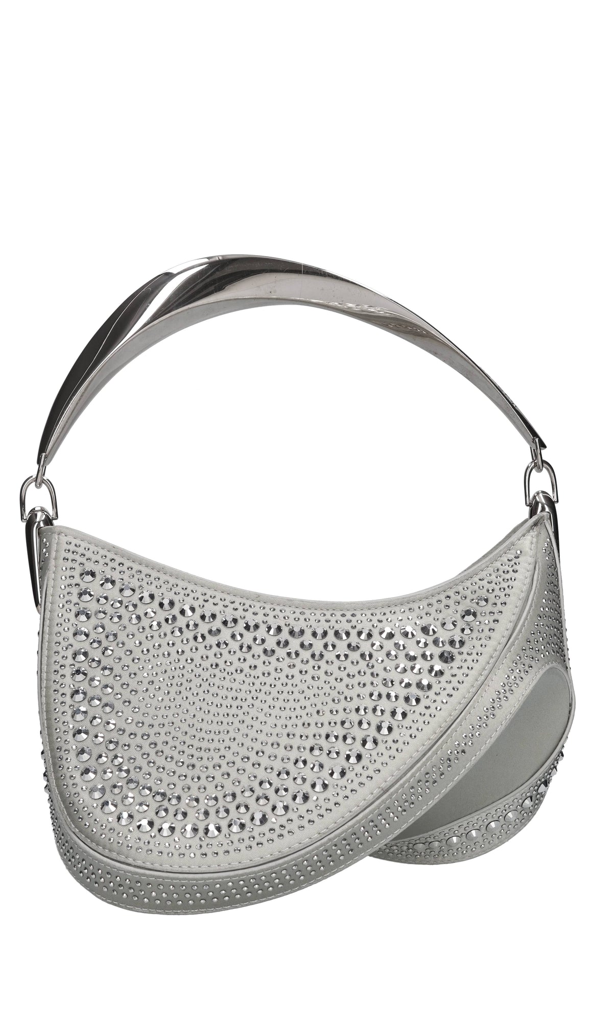 Borsa Spiral Curve in raso e cristalli 