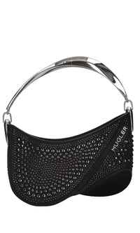 Borsa Spiral Curve in raso e cristalli 