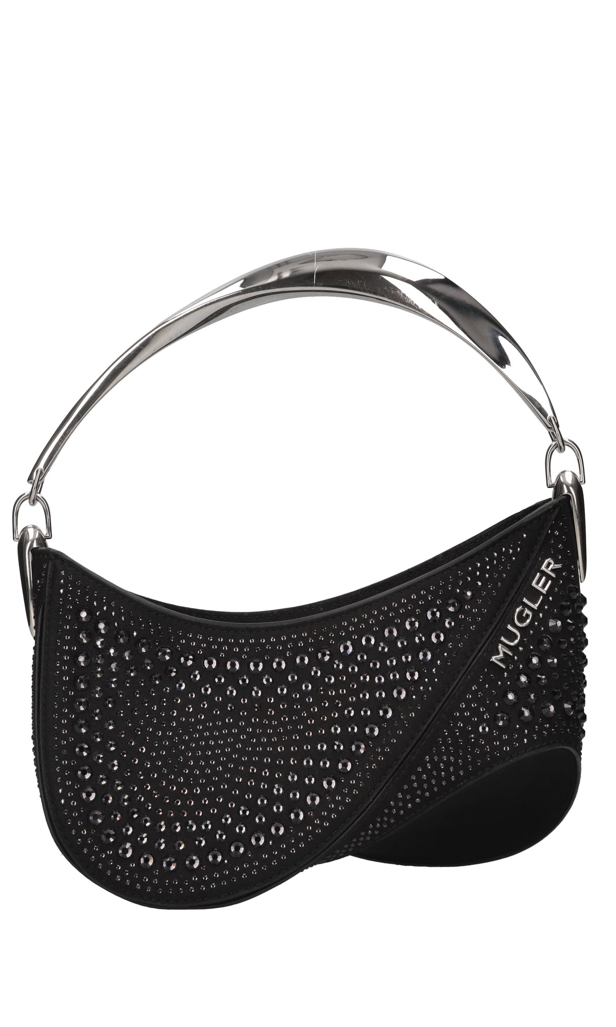 Borsa Spiral Curve in raso e cristalli 