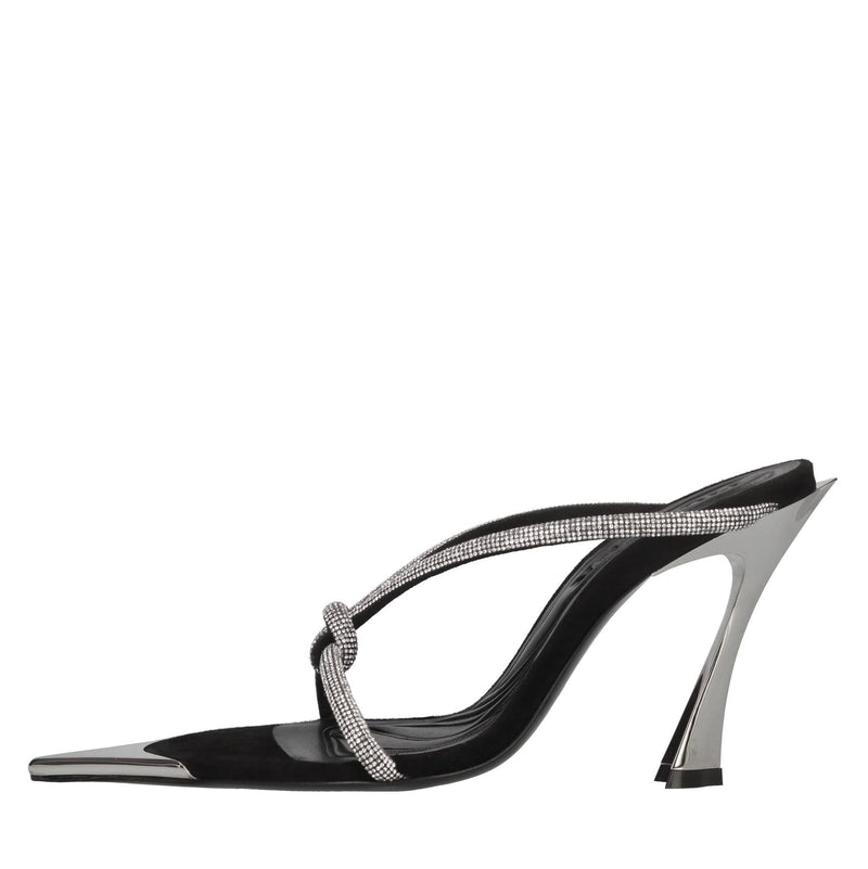 Mules Bombe in camoscio e strass 