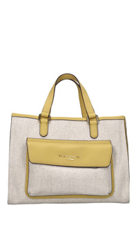 Borsa in tessuto e pelle 