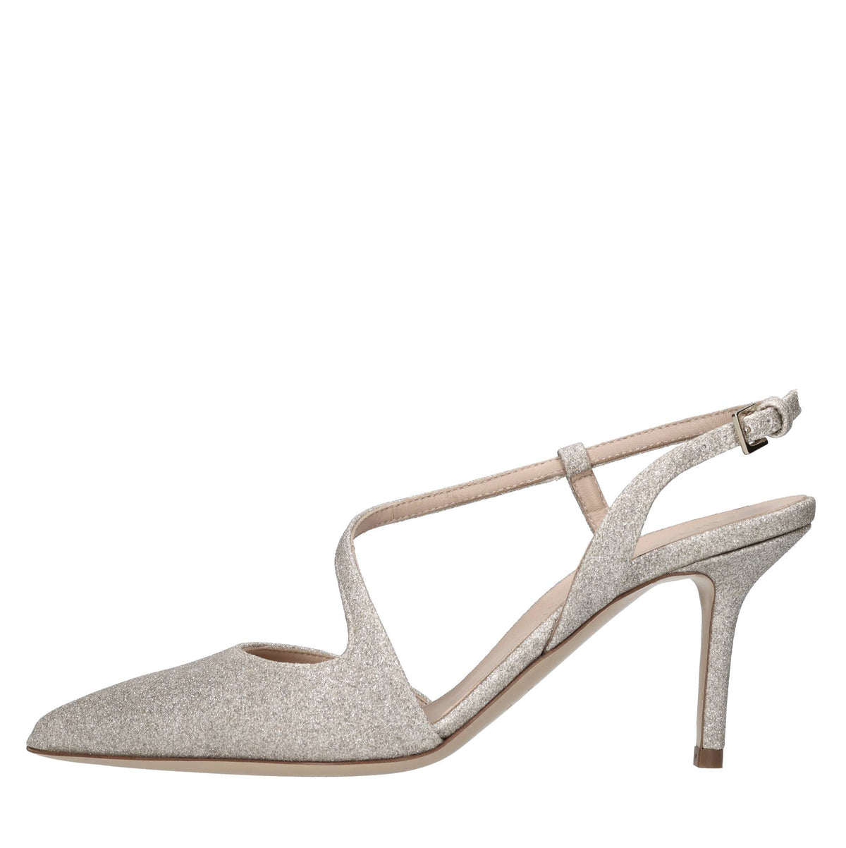 Décolleté slingback in tessuto microglitter 