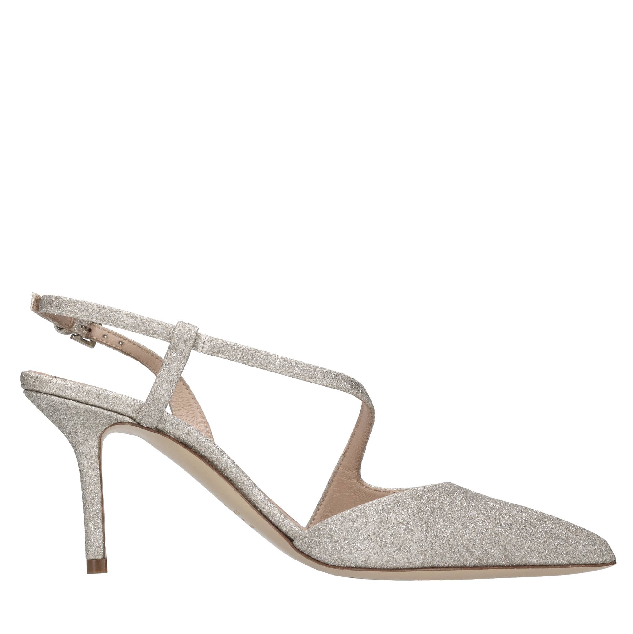 Décolleté slingback in tessuto microglitter 