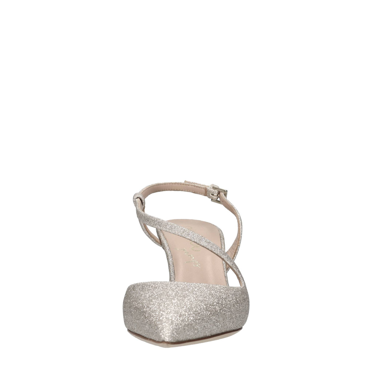 Décolleté slingback in tessuto microglitter 