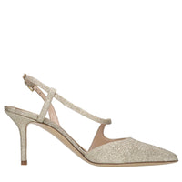 Décolleté slingback in tessuto microglitter 