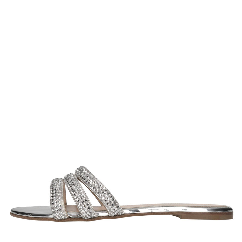 Mules in pelle e strass 