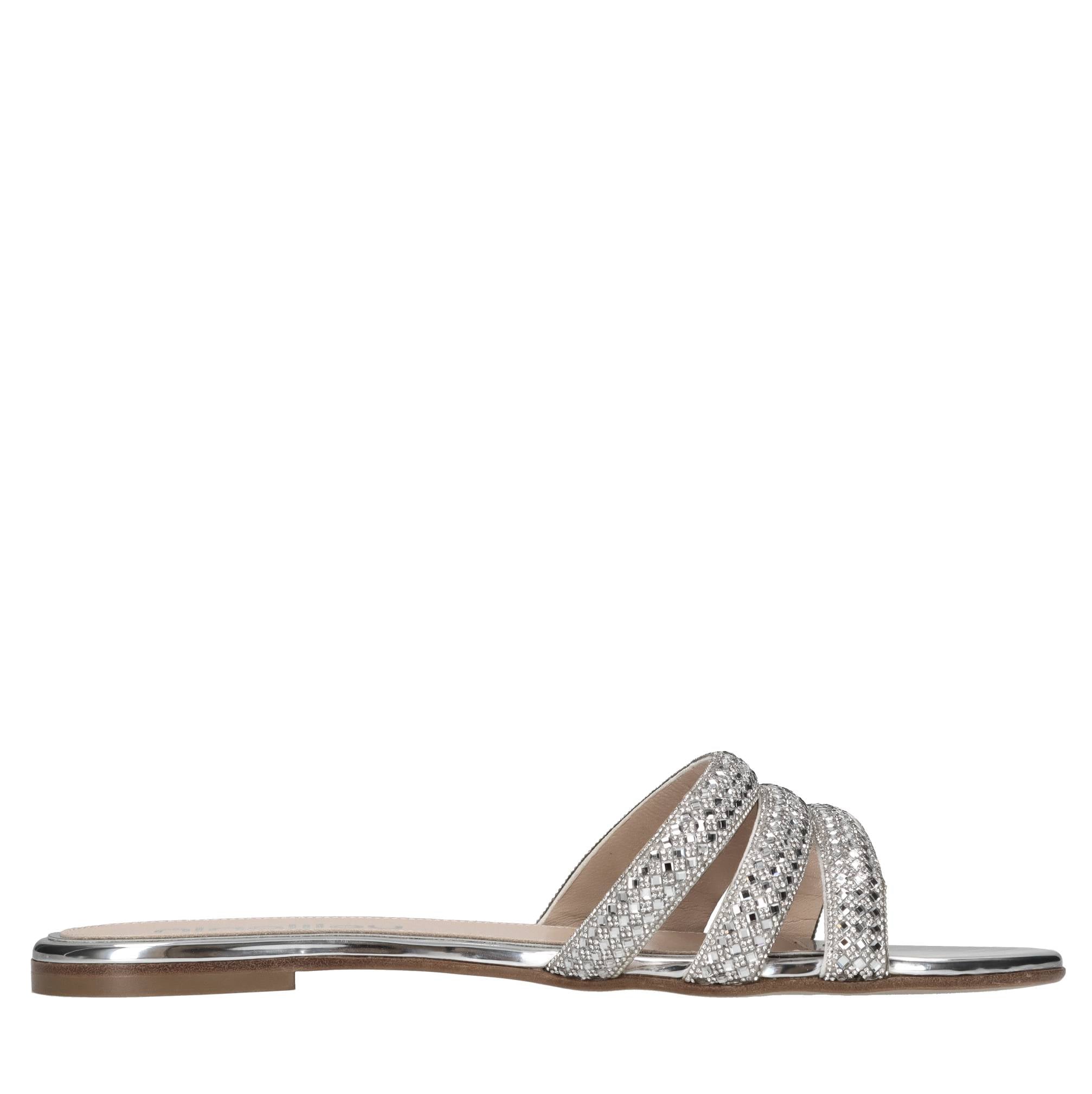 Mules in pelle e strass 