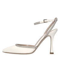 Décolleté slingback in pelle e microstrass 