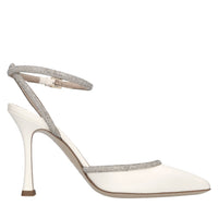 Décolleté slingback in pelle e microstrass 