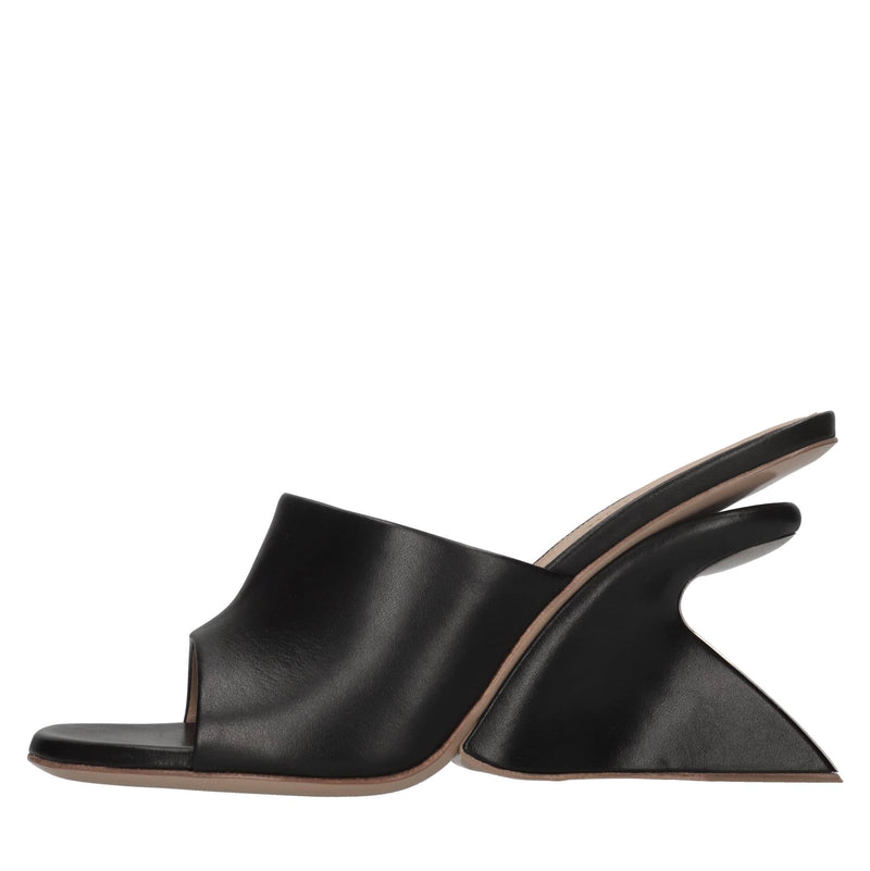 Mules Jug Wedge in pelle 