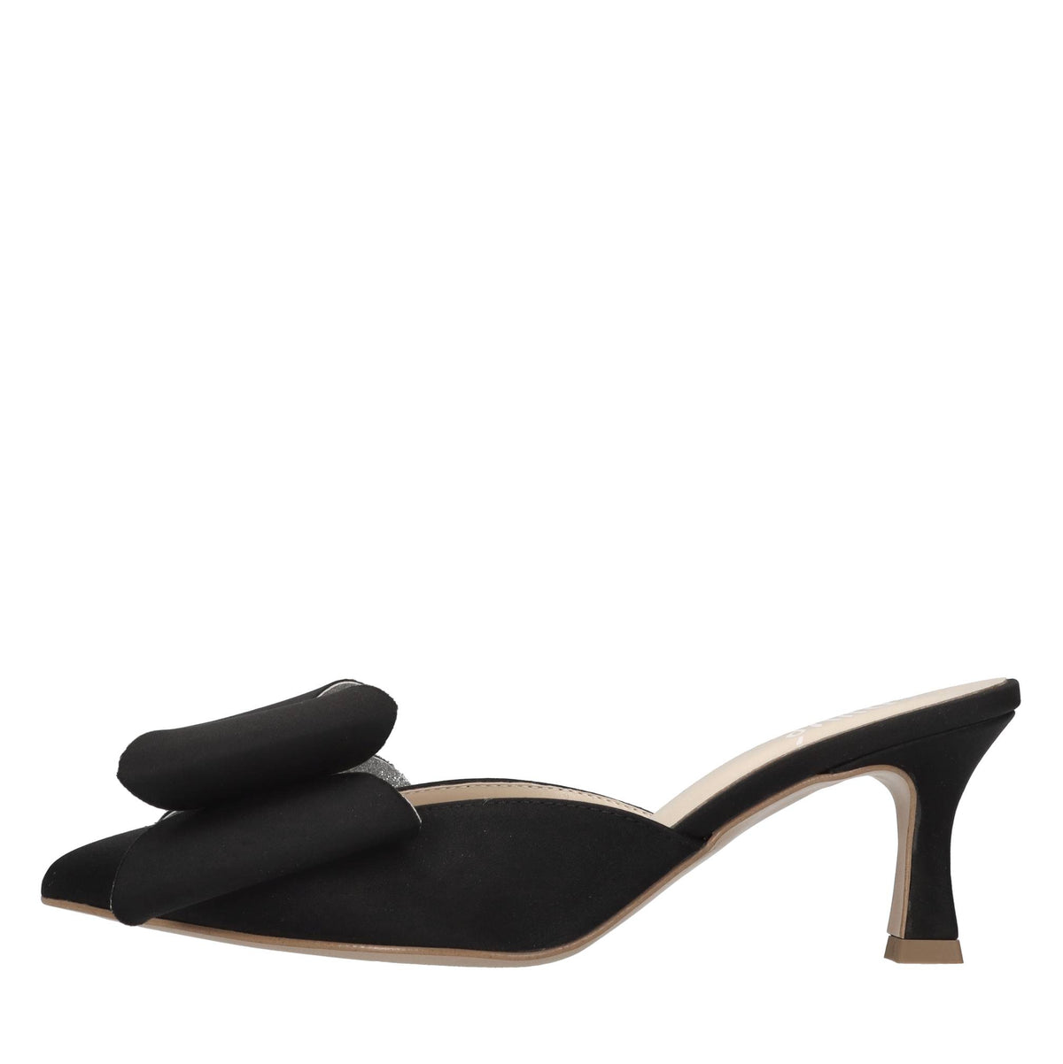 Mules in raso e glitter 