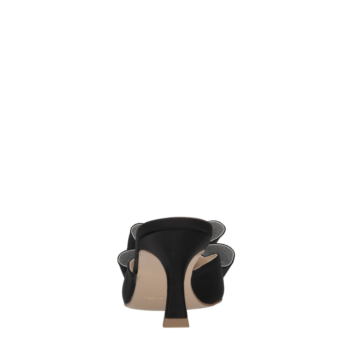 Mules in raso e glitter 