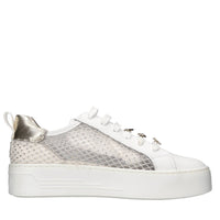 Sneakers in pelle e tessuto 