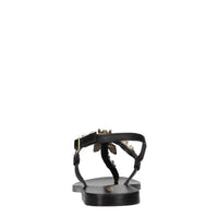 Sandali flat infradito in pelle con accessorio gioiello 