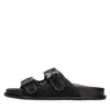 PATRIZIA PEPE Mules in ecopelle, rete in tessuto e strass