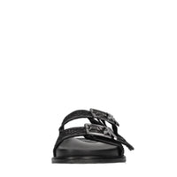 Mules in ecopelle, rete in tessuto e strass 