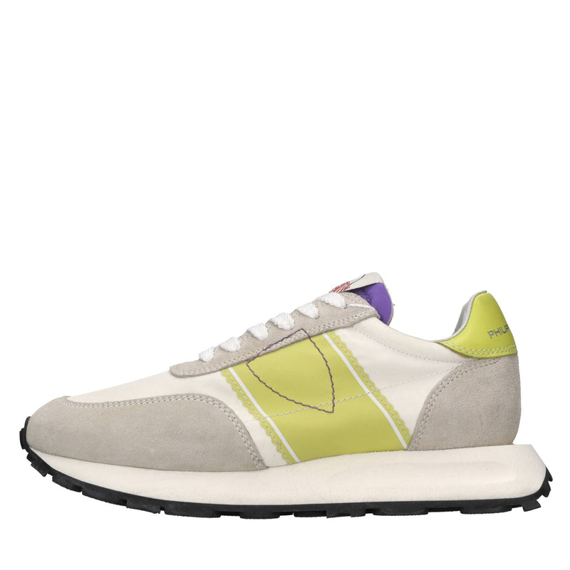 Sneakers in pelle e tessuto 