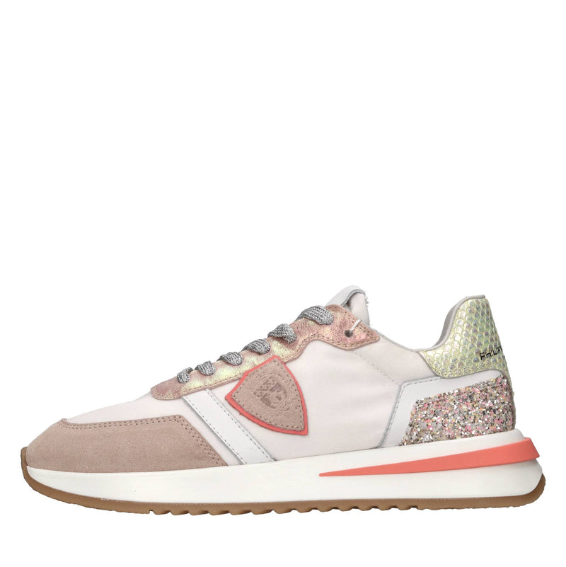 Sneakers in pelle e tessuto 