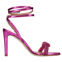 Sandali in pelle stampa pitone e strass 