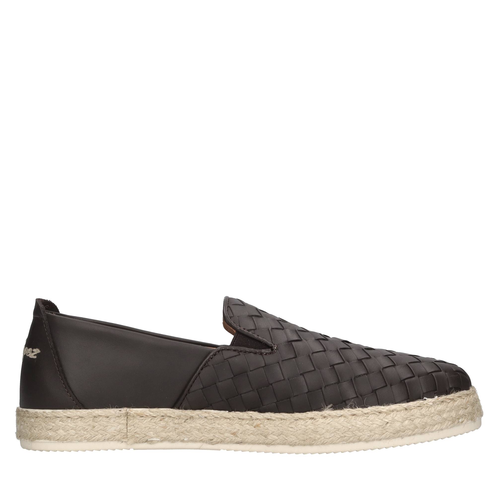 Mocassini espadrillas in pelle e rafia 