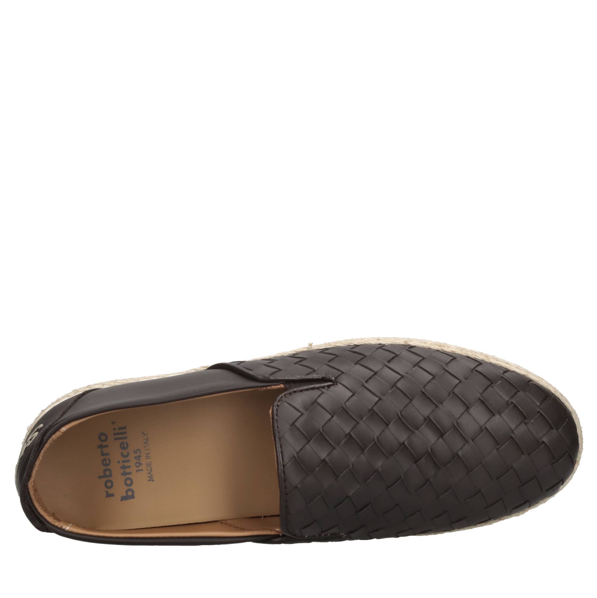 Mocassini espadrillas in pelle e rafia 