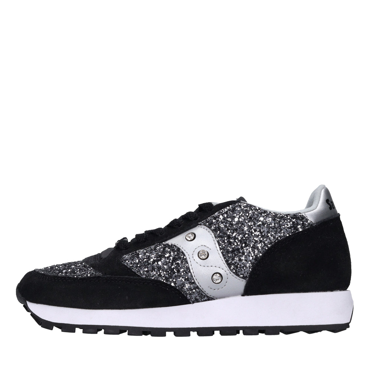 Sneakers in camoscio, tessuto e glitter 