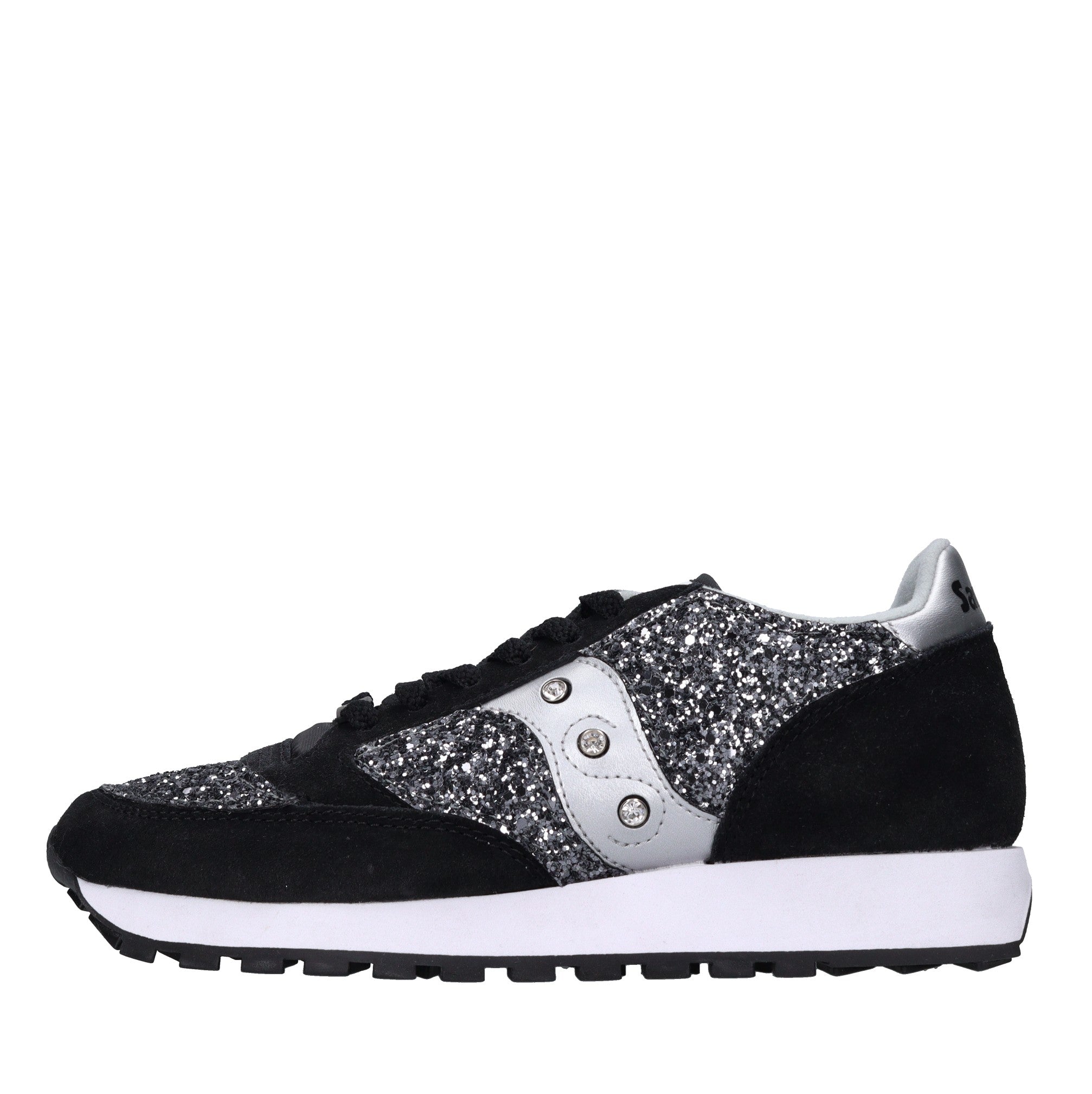 Sneakers in camoscio, tessuto e glitter 