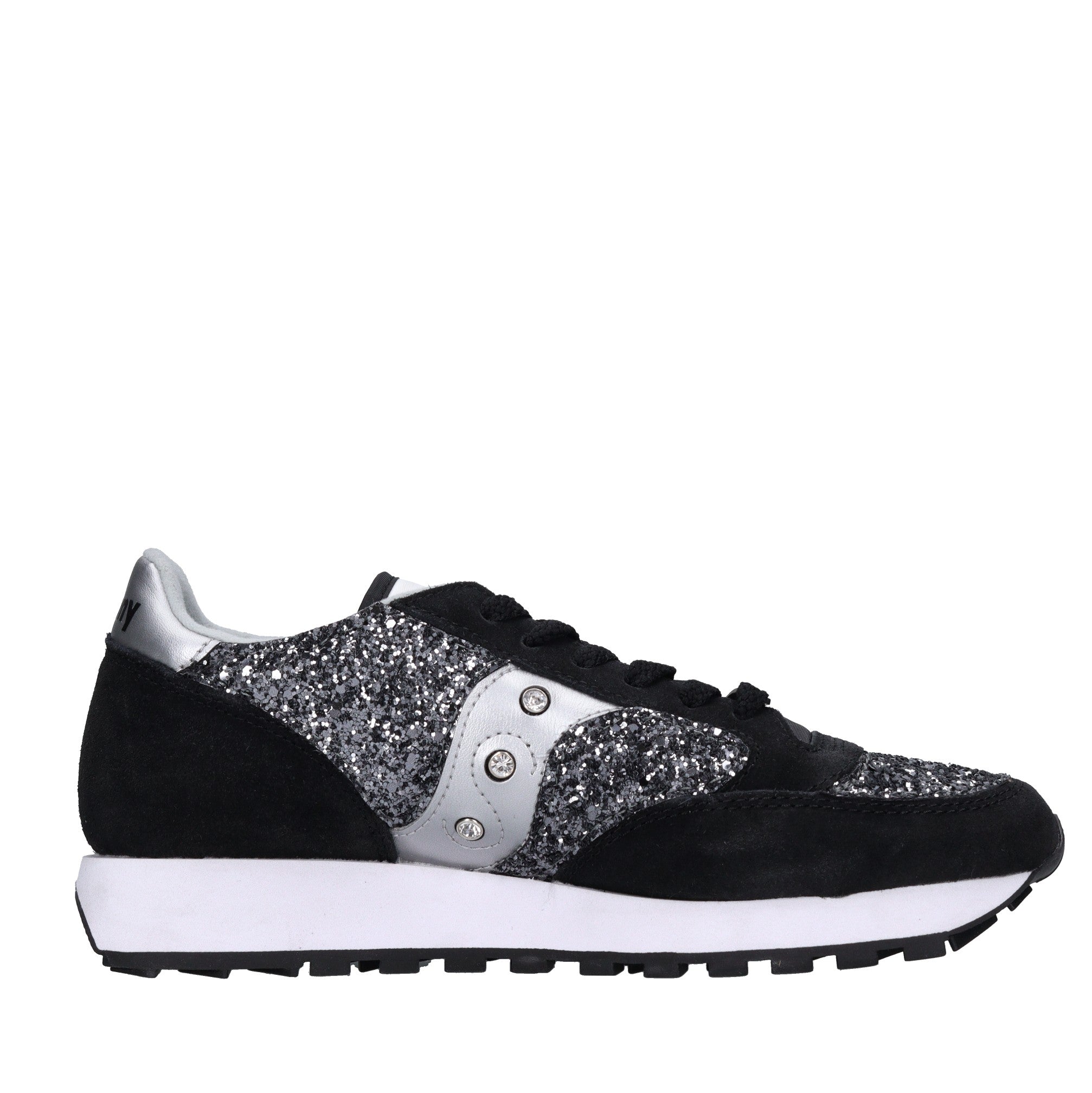 Sneakers in camoscio, tessuto e glitter 