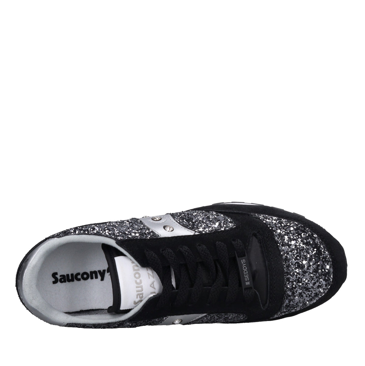 Sneakers in camoscio, tessuto e glitter 