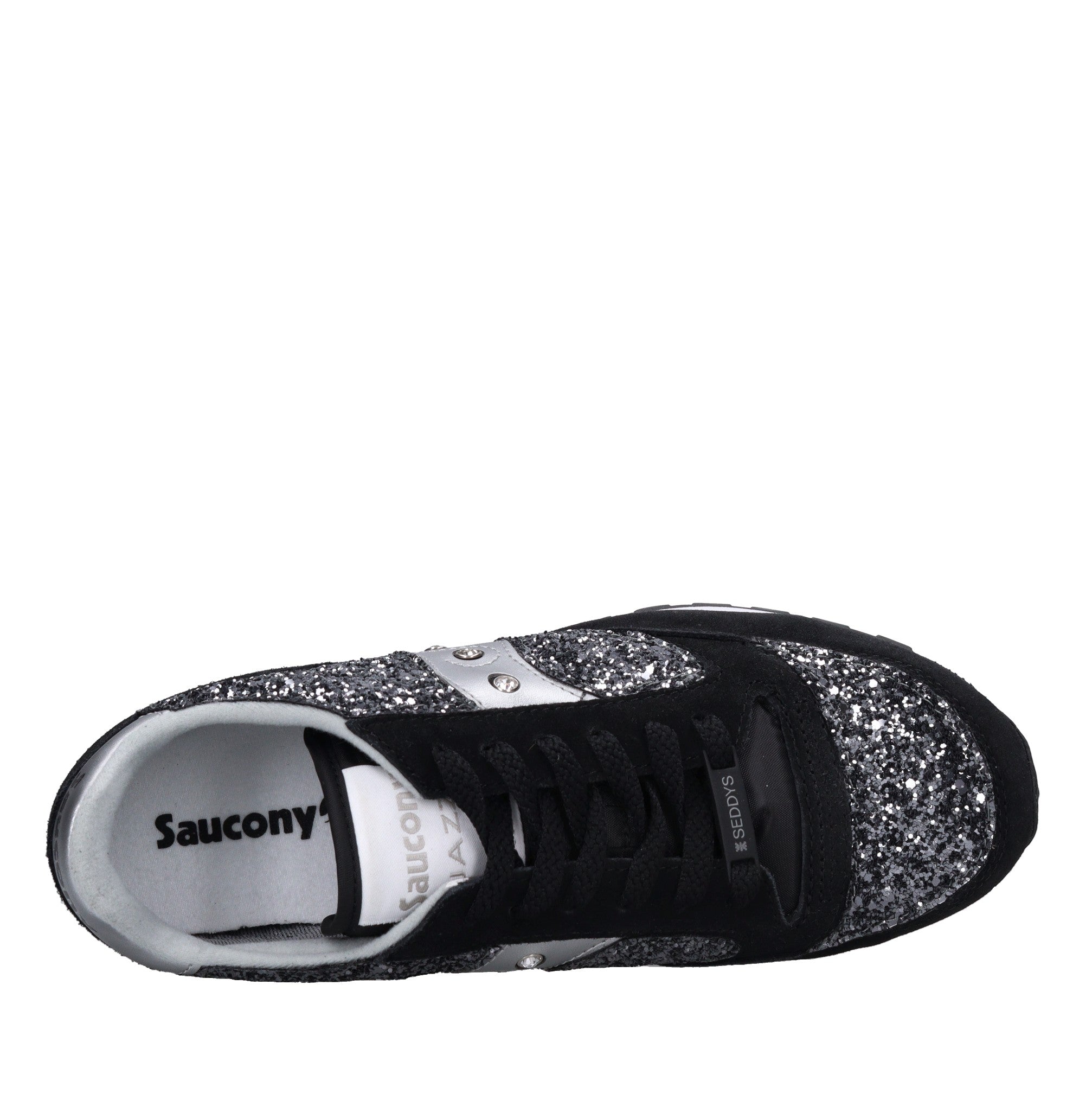Sneakers in camoscio, tessuto e glitter 