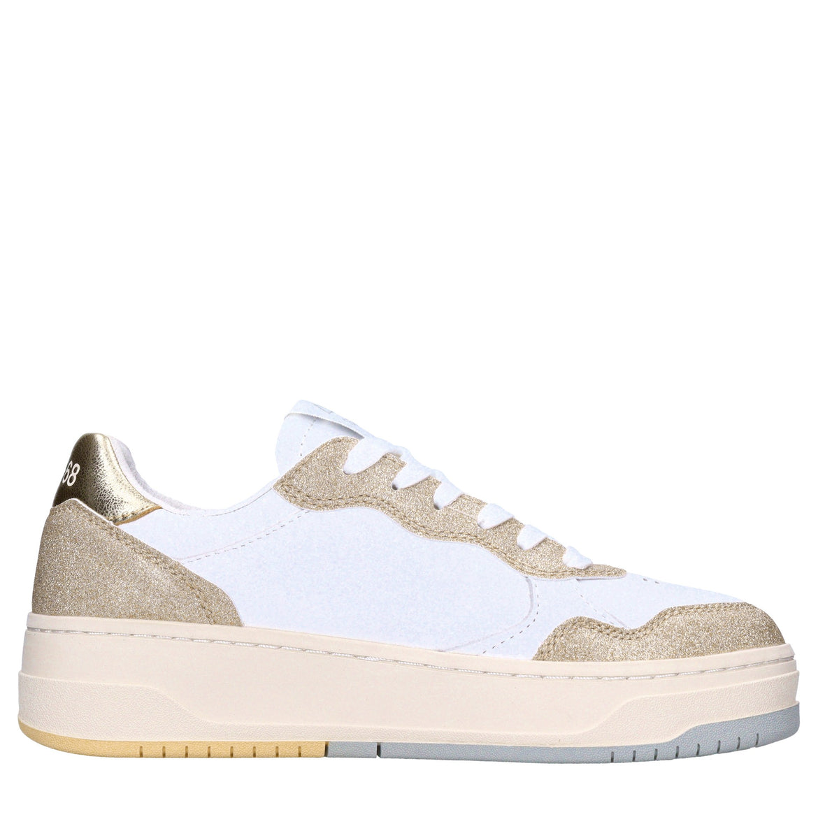 Sneakers in glitter e pelle 