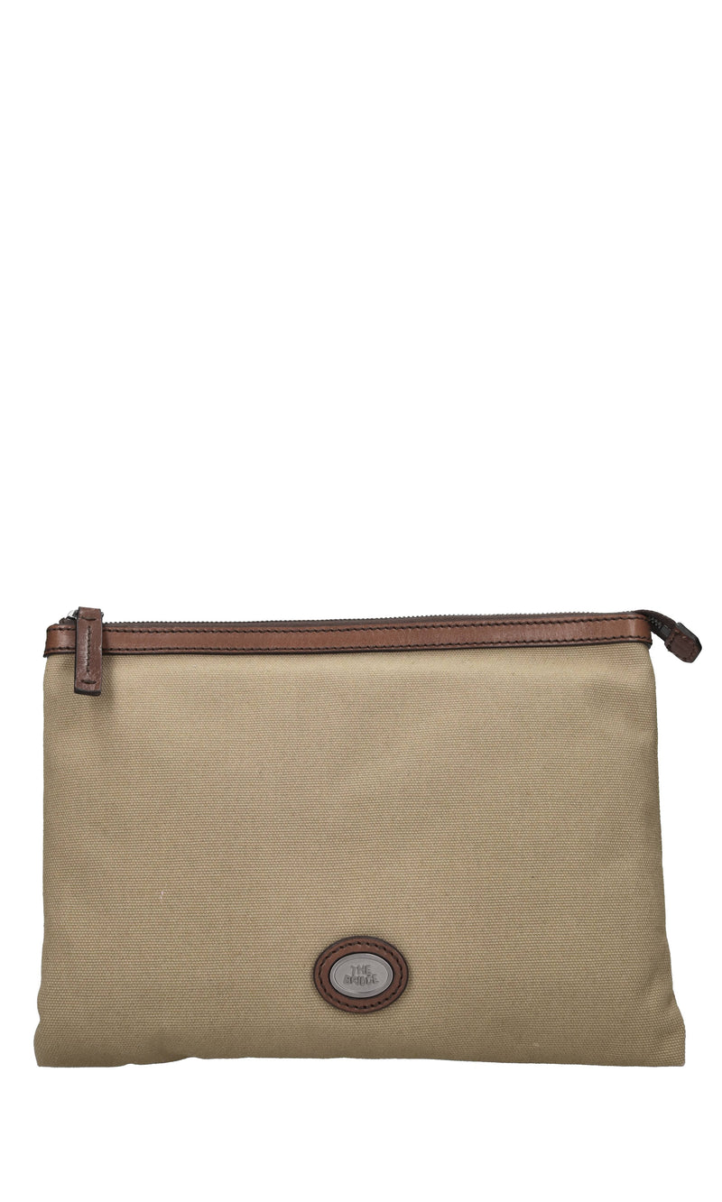 Clutch in tessuto e pelle 
