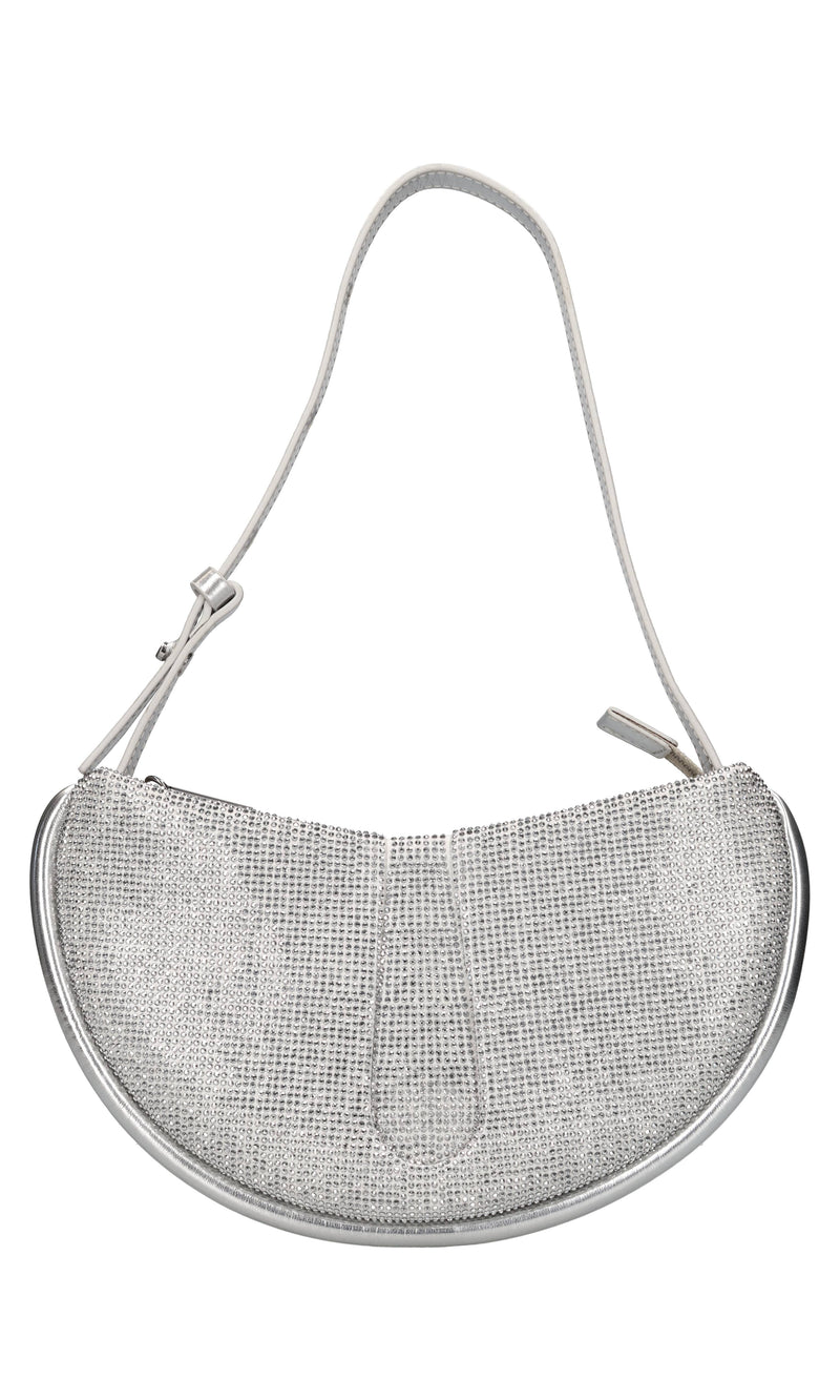 Borsa Ebe in ecopelle,tessuto e strass 