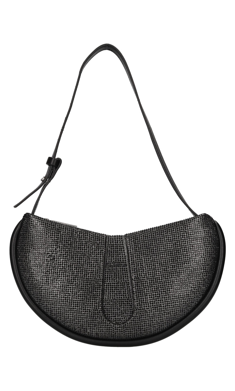 Borsa Ebe in ecopelle,tessuto e strass 
