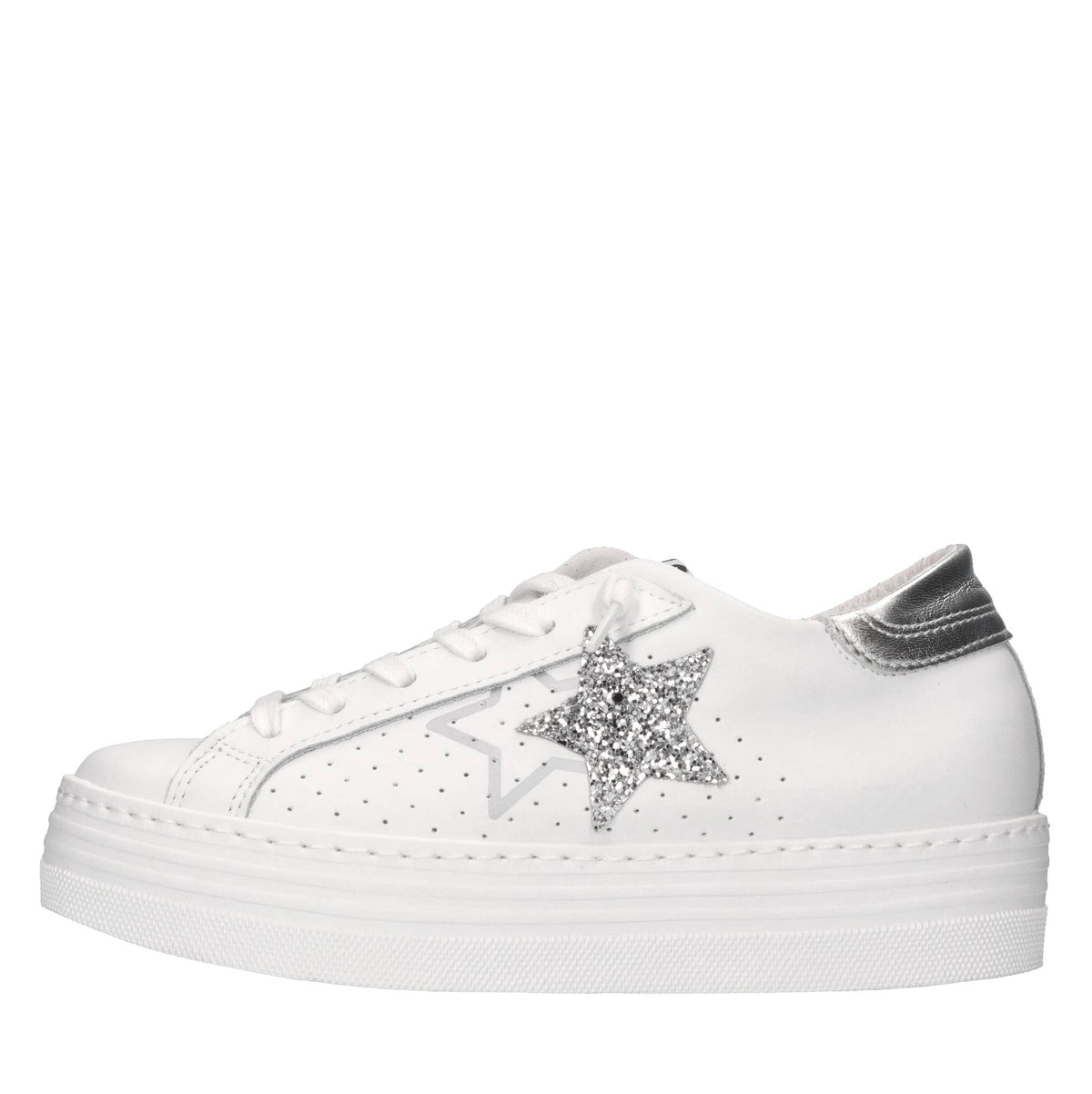 Sneakers in pelle e glitter 