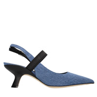 Décolleté slingback in denim 