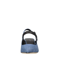 Décolleté slingback in denim 