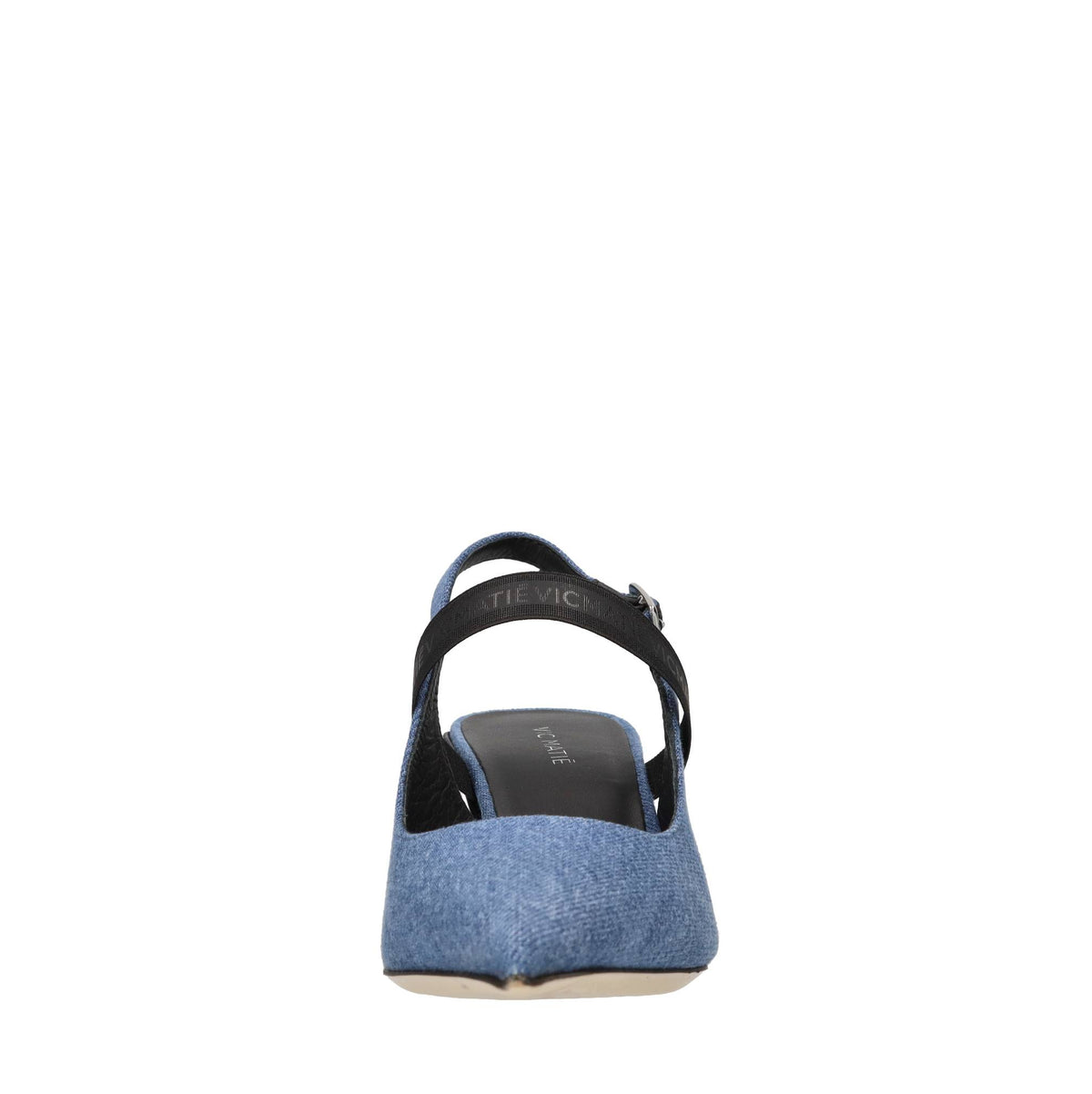 Décolleté slingback in denim 