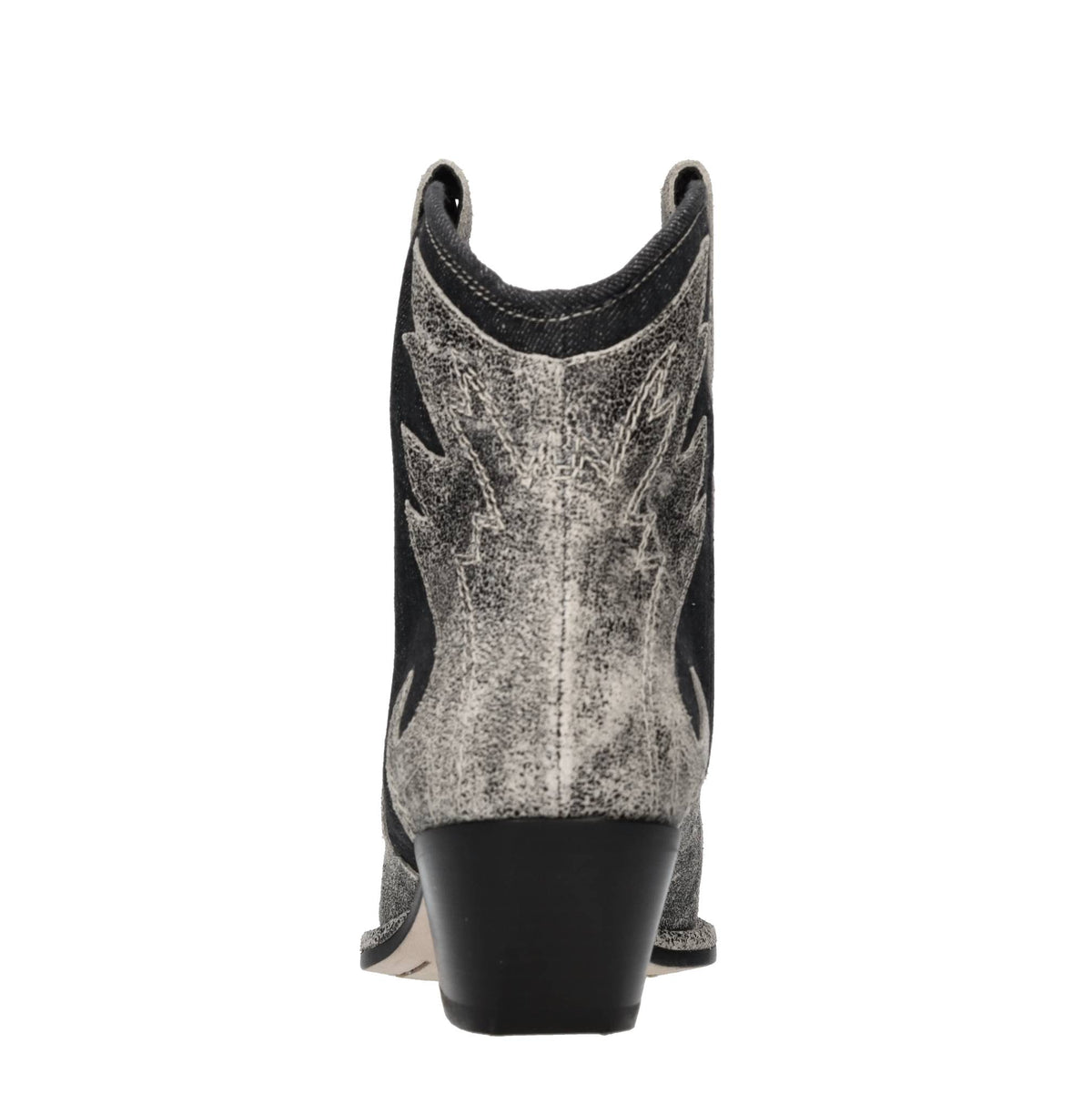 Stivaletti texani in pelle e denim 