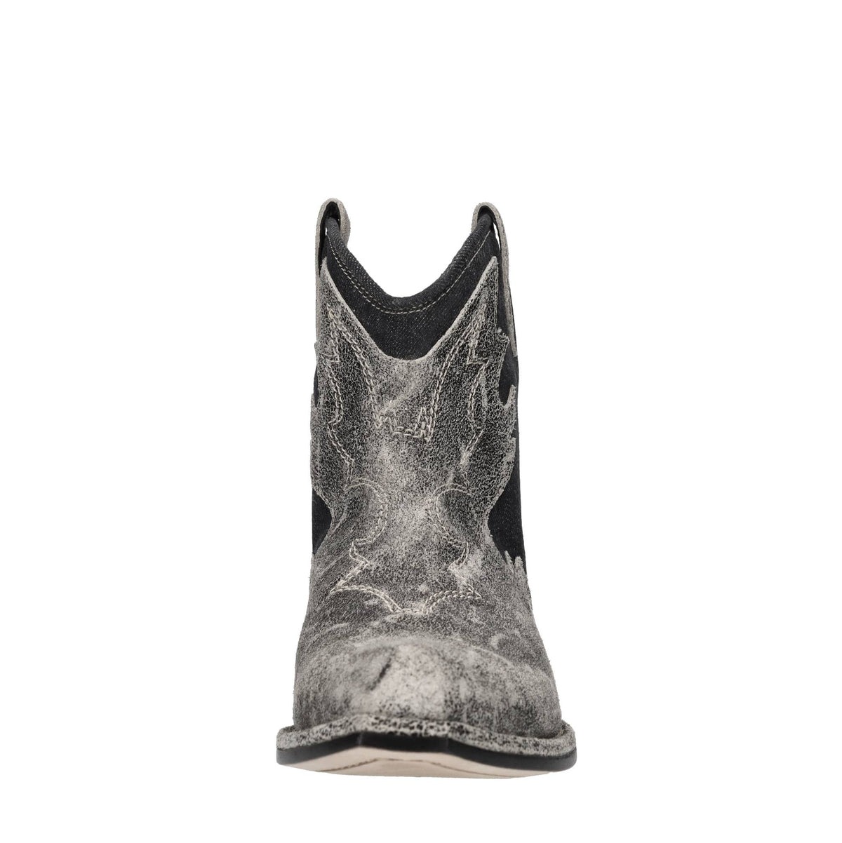 Stivaletti texani in pelle e denim 