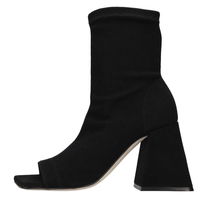 Tronchetti open-toe in denim elasticizzato 