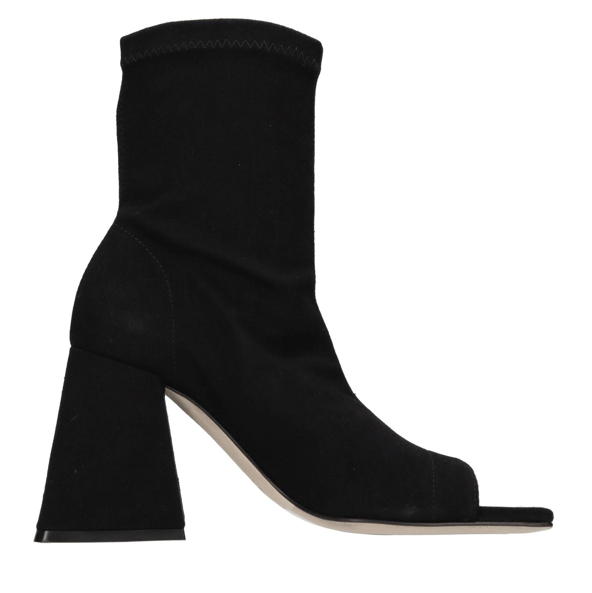 Tronchetti open-toe in denim elasticizzato 