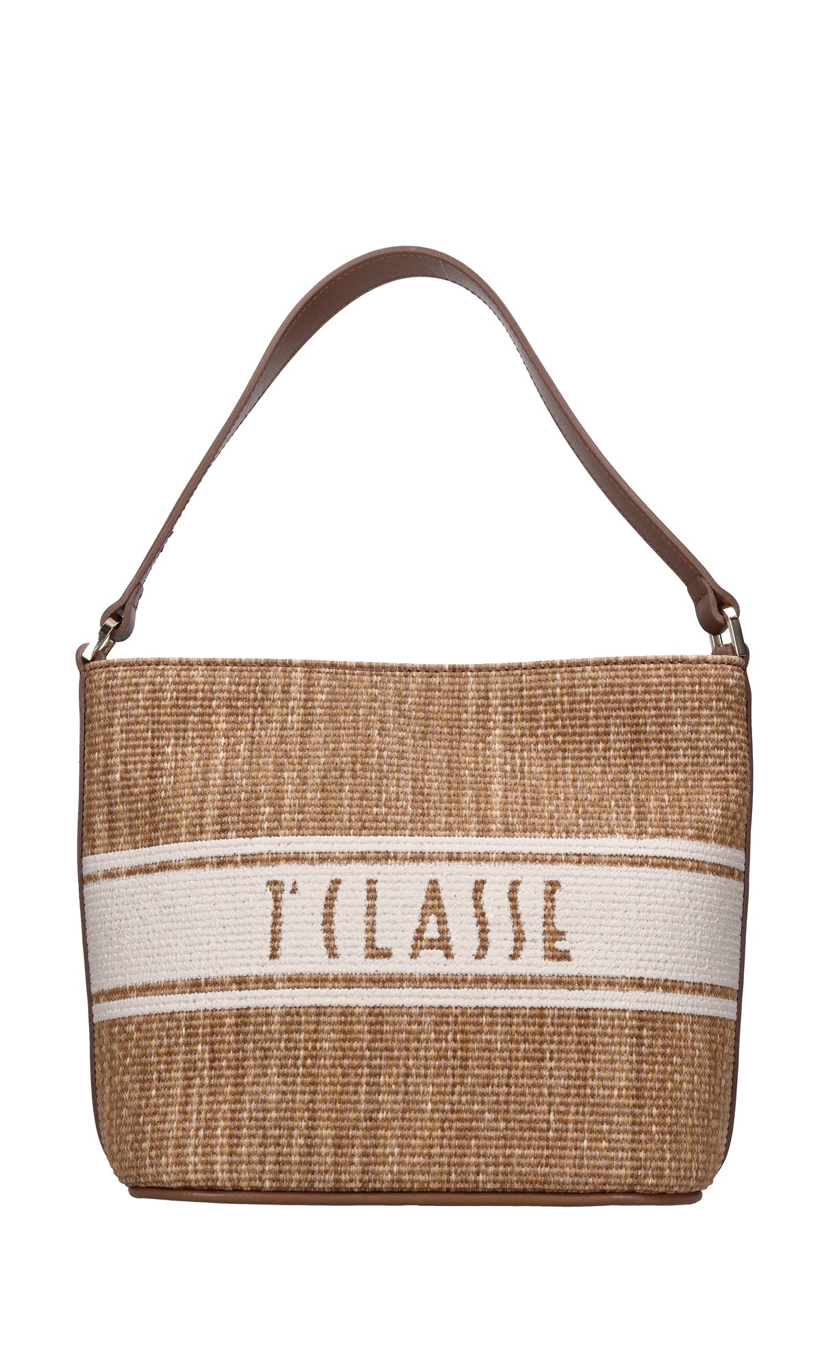 Borsa in rafia e pelle 