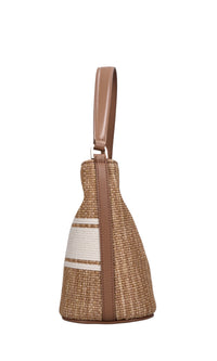 Borsa in rafia e pelle 