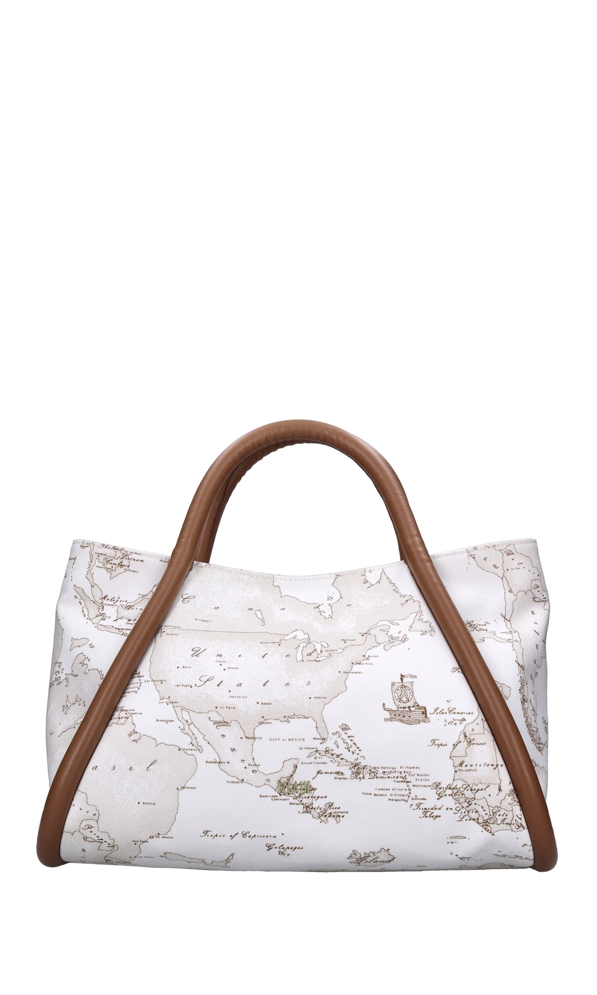 Borsa in pelle e tessuto 