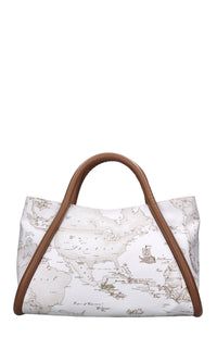 Borsa in pelle e tessuto 